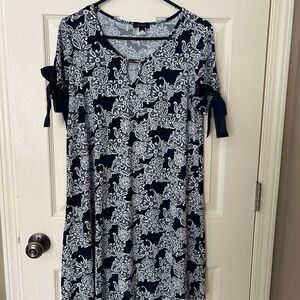 Espresso Navy and White Paisley Dress for Women